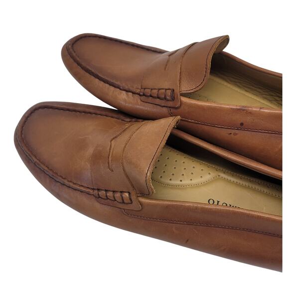 Vince Camuto Esmail Mens 10.5M Brown Leather Penny Driving Loafers - Picture 5 of 11